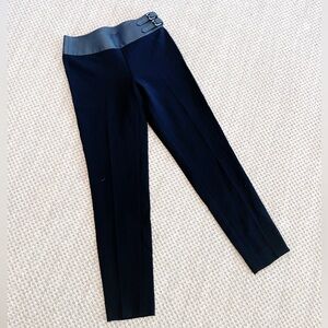 Ralph Lauren women’s 4 genuine lambskin leather waist Pants wool Buckle Detail